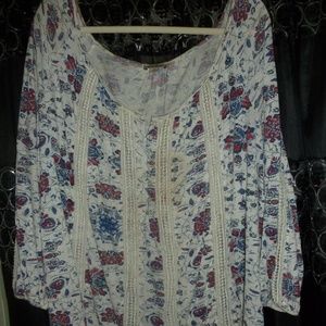 Lucky brand boho floral blouse embroidered blouse